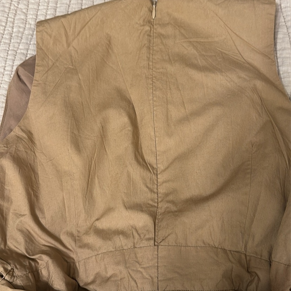 J. Crew Tan Faux Wrap Crisp 100% Cotton Midi Dress - Picture 12 of 12
